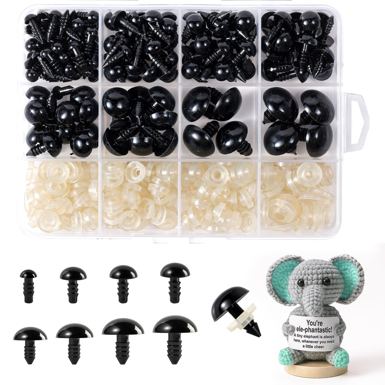 6-18 mm, 8 Sizes Safety Eyes for Crocheting, Crochet Eyes for amigurumi, Stuffed Animal Doll Eyes for DIY Crafts